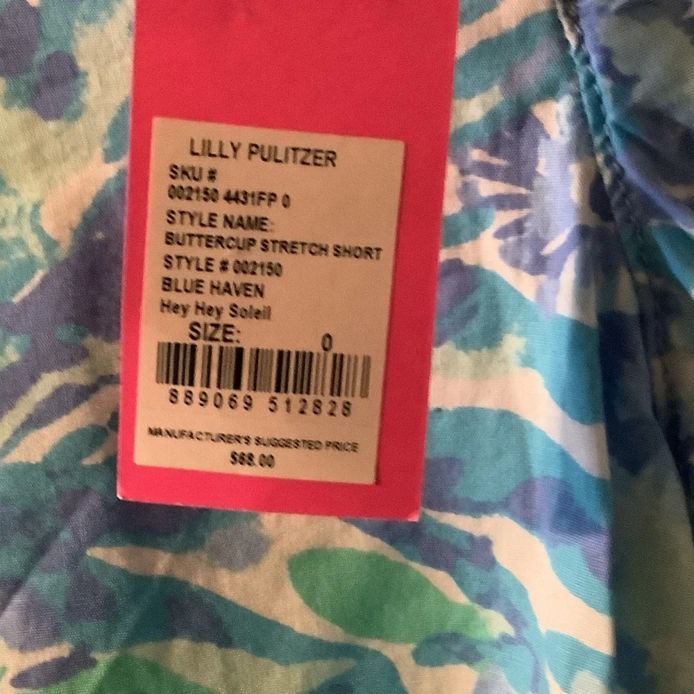 Lilly Pulitzer Blue and Green Women's buttercup‎ stretch shorts, blue haven